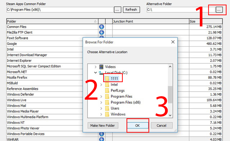 Chọn thư mục cần di chuyển đến